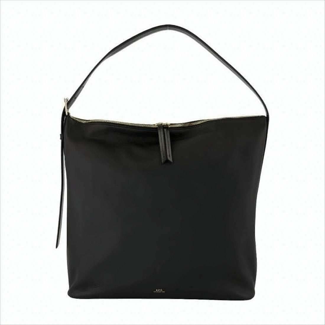 A.P.C. Minimalist Black Cow Leather Shoulder Bag