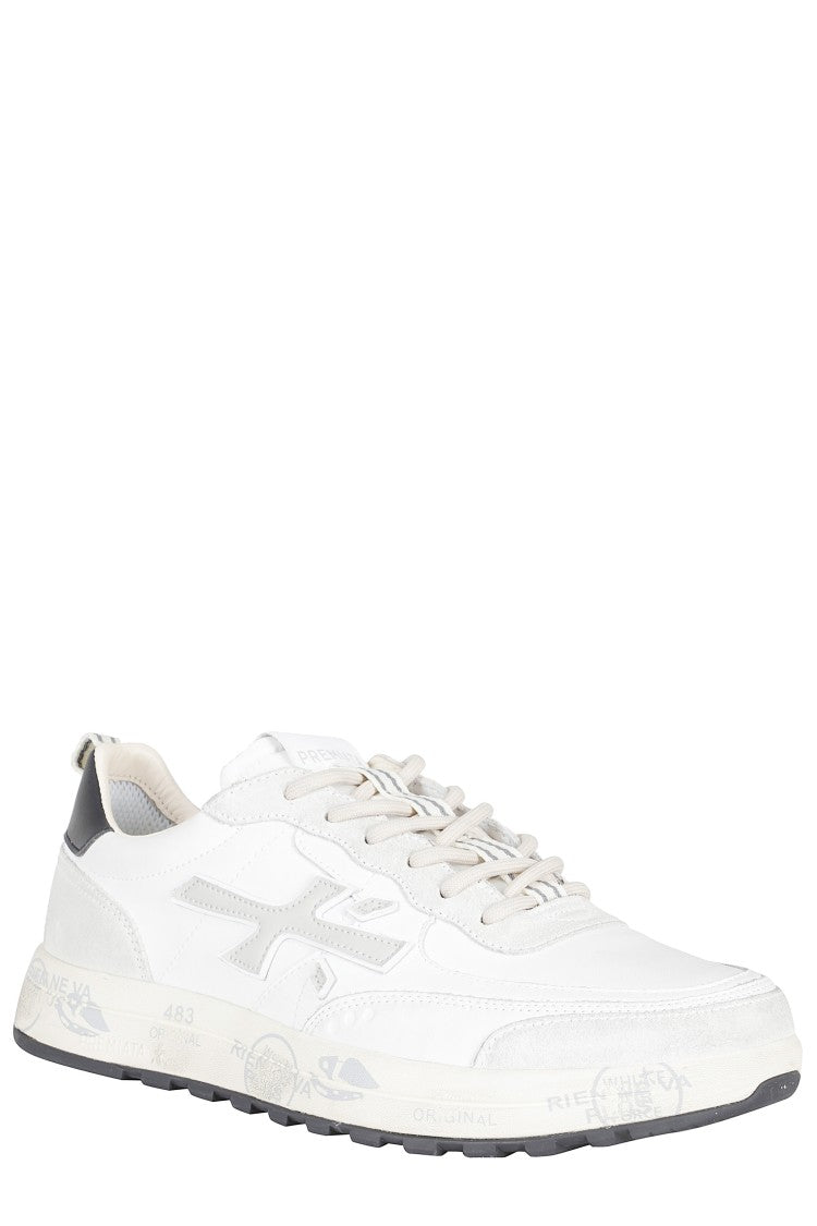 Premiata White Nous Iconic Side Design Leather Sneakers