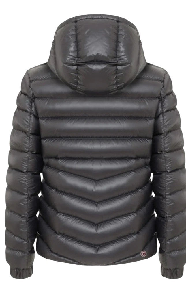 Colmar Originals Chevron-Patterned Grey Down Jacket With Removable Hood