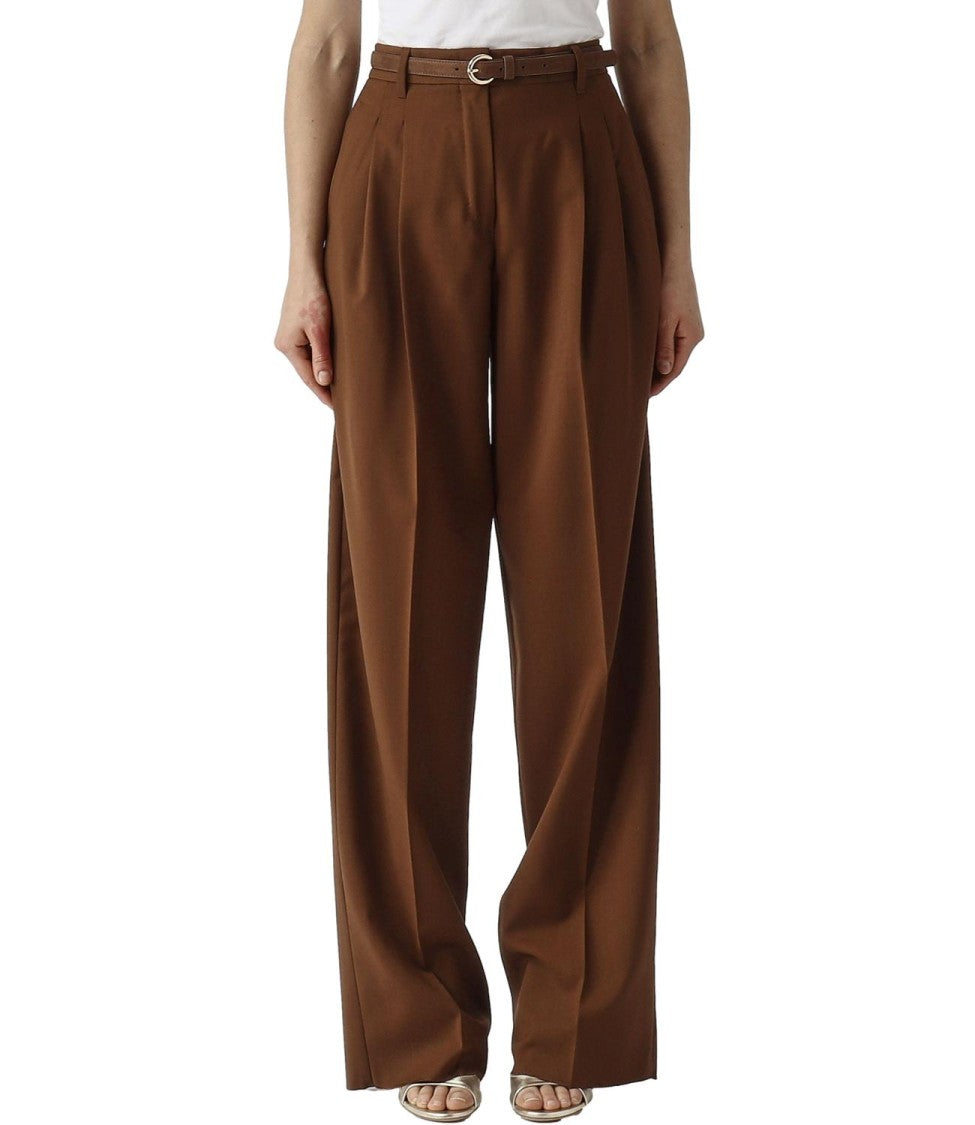 Max Mara Chocolate Brown Virgin Wool Trousers