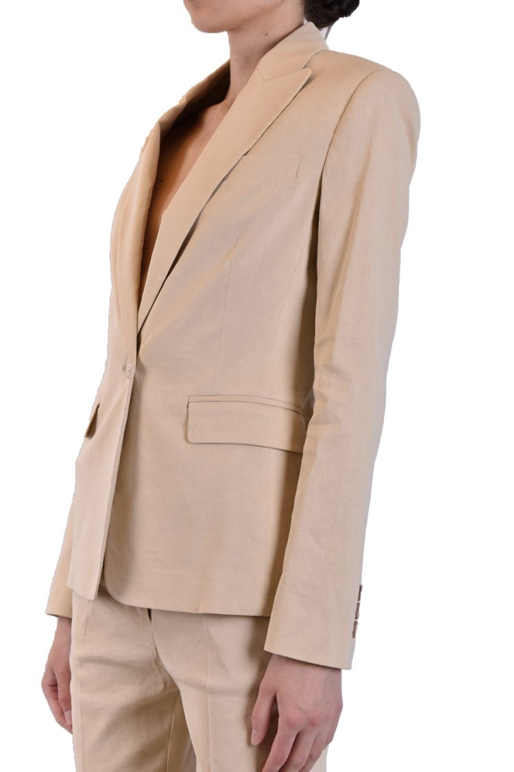 Pinko Tailored Beige Blazer Structured Shoulders Button