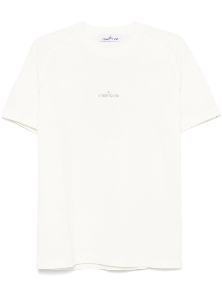 Stone Island Organic Cotton Jersey T-Shirt With Institutional Print