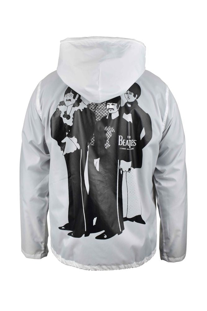 Comme Des Garçons White Waterproof Nylon Jacket With Beatles Print