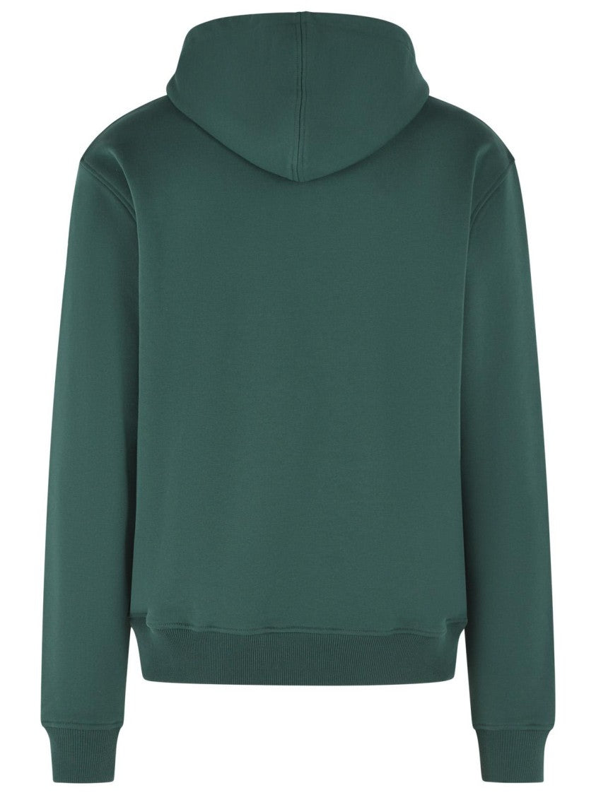 Ami Paris Green Cotton Sweatshirt With Drawstring Hood