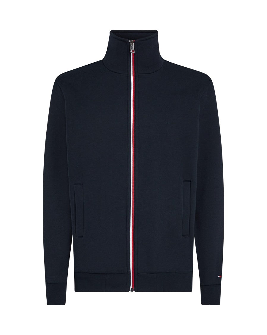 Tommy Hilfiger Navy Blue Mock Neck Zip-Through Pullover