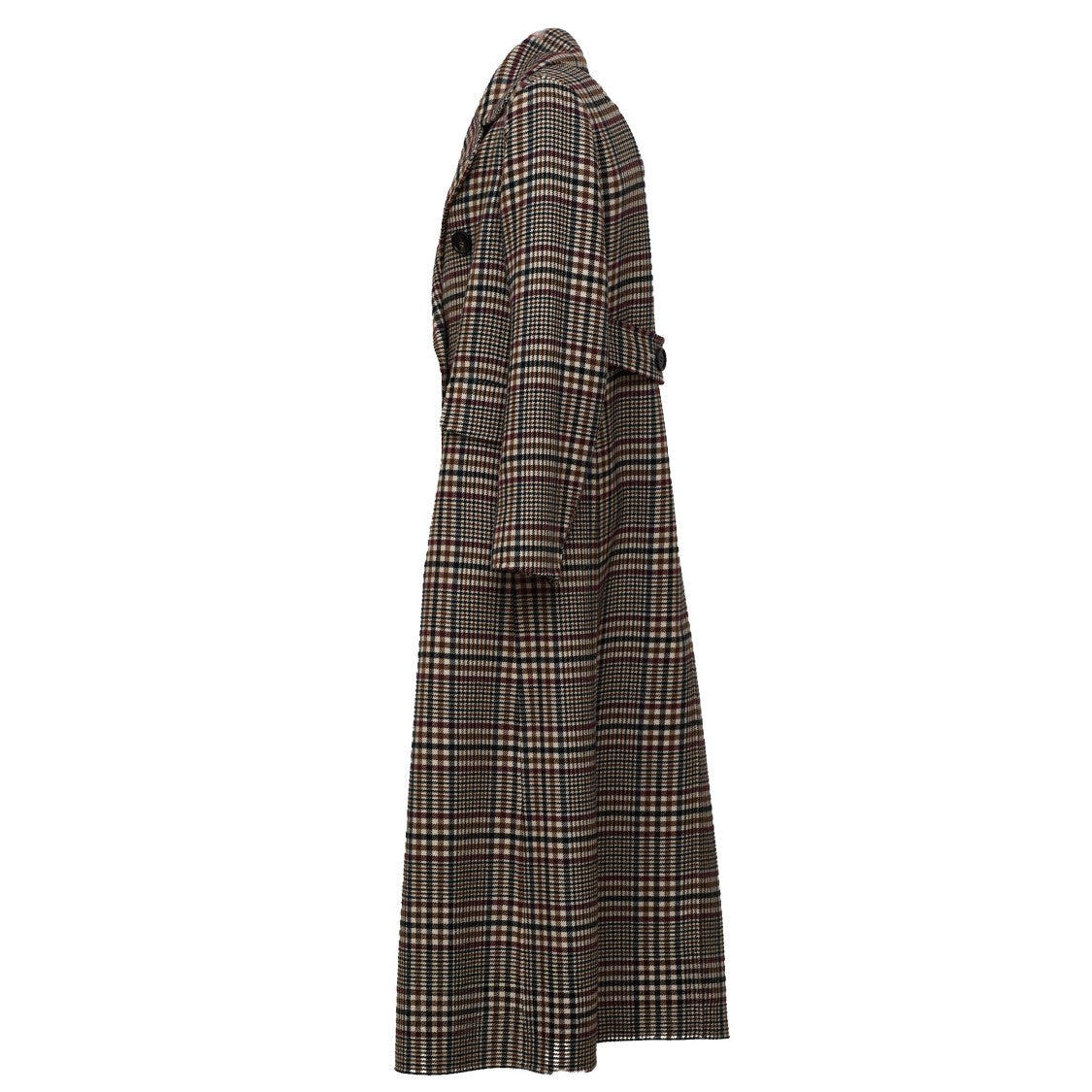 Max Mara Cristina Double-Breasted Checkered Long Coat