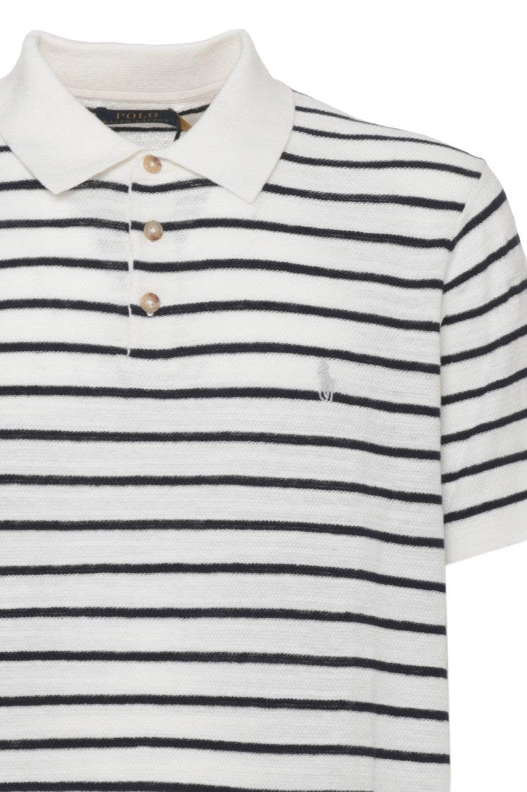 Polo Ralph Lauren Ivory Pony Striped Cotton Polo Shirt