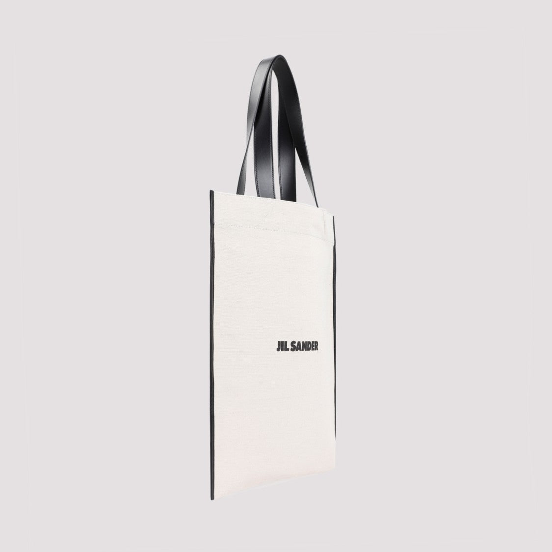 Jil Sander Natural White Cotton Border Book Tote Bag