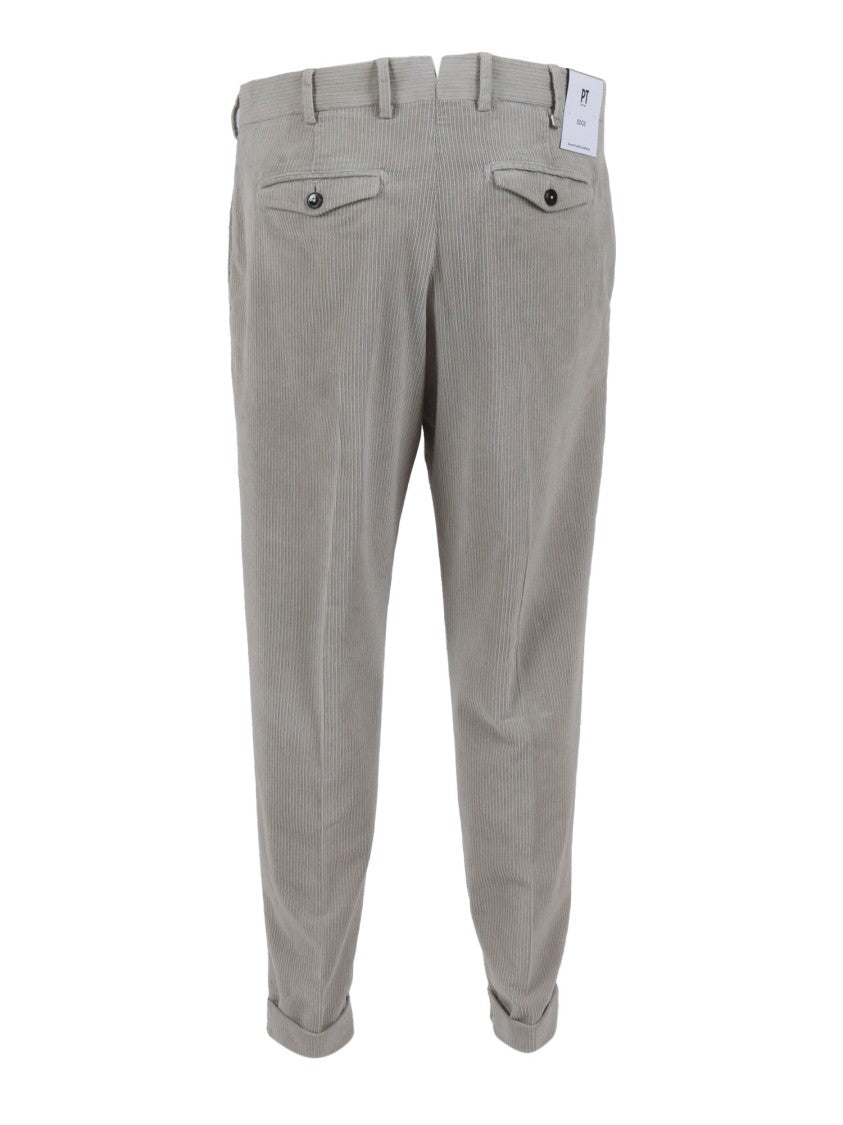 Pt01 Pleated Trousers With Flap Back Pockets