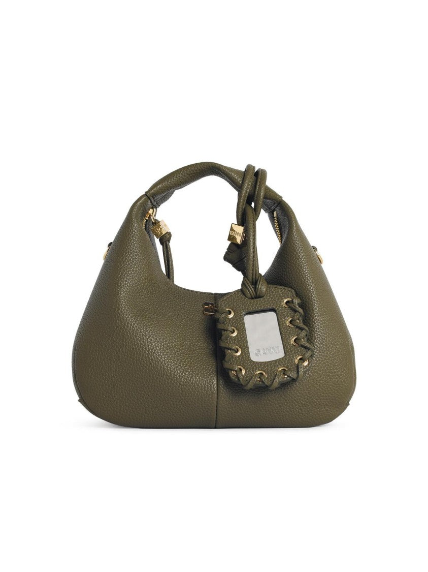 Ganni Green Eco Leather Mini Hobo Bag