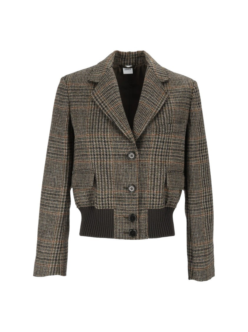Aspesi Tailored Checkered Cropped Jacket