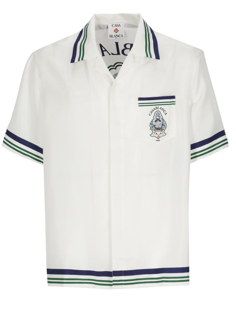 Casablanca White Hotel Emblem Silk Shirt