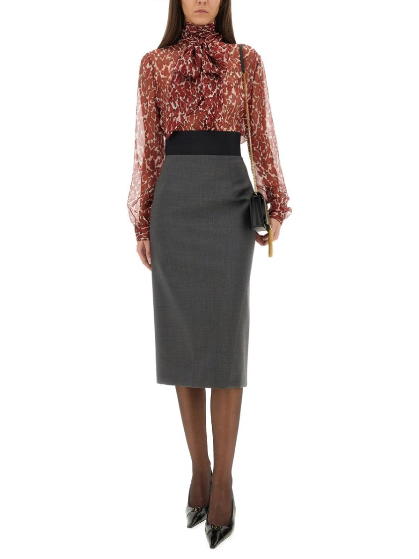 Saint Laurent Sheer Silk Blouse With Bow Tie Detail