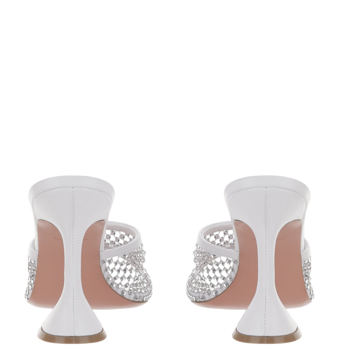 Amina Muaddi Lupita Crystal Sandals With Mesh Design And Sculptural Heel
