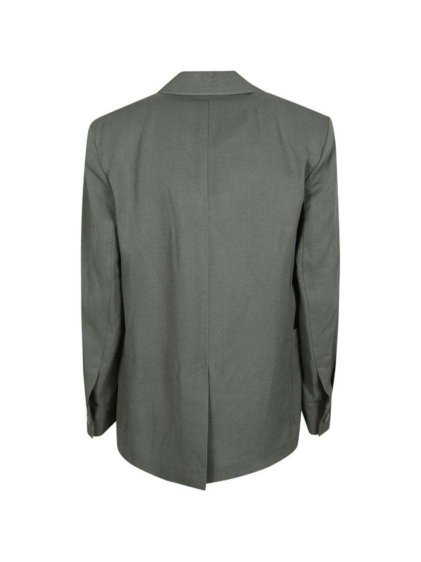 Max Mara Sage Green Lapel Collar Linen Blazer