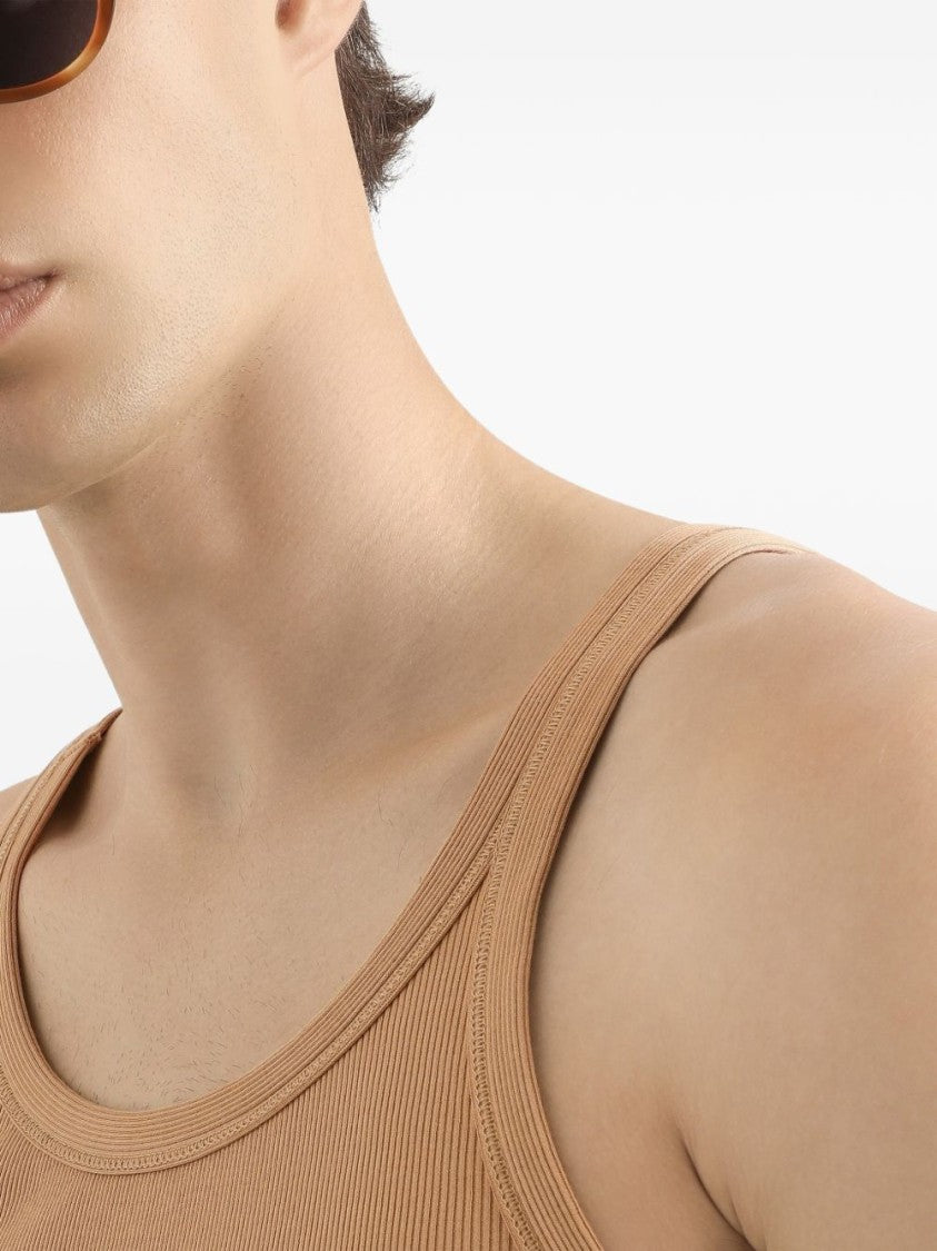 Dolce & Gabbana Beige Cotton Label Tank Top