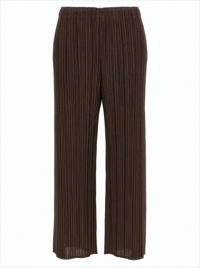 Pleats Please Cropped Wide-Leg Pants With Fine Pleats