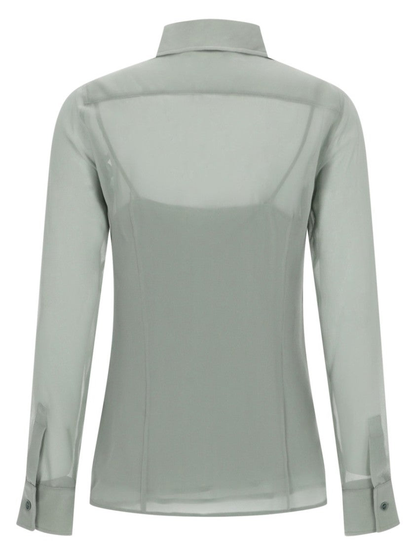 Max Mara Long-Sleeve Classic Collar Silk Shirt