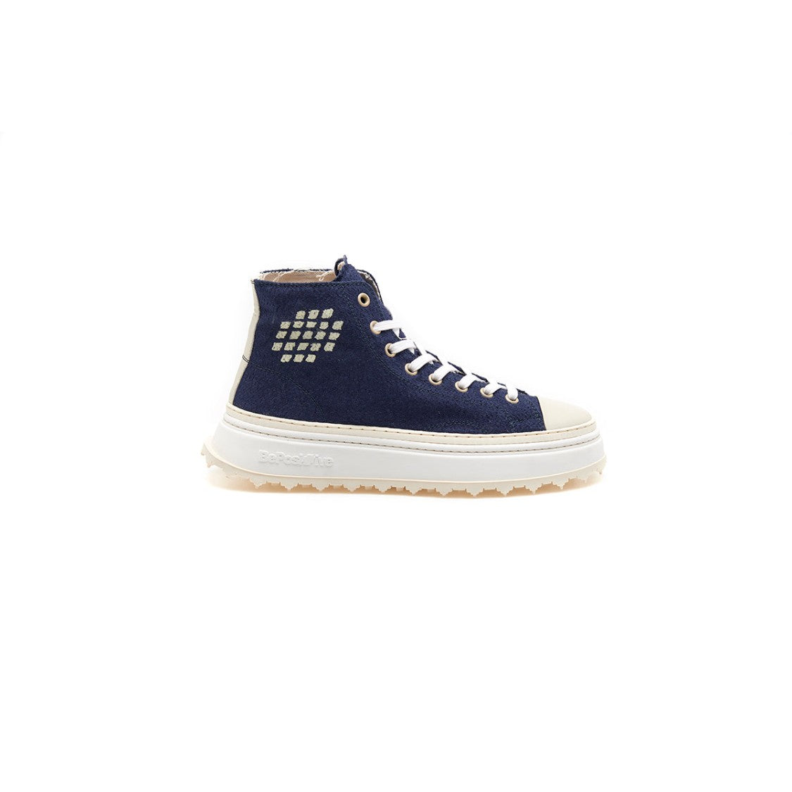 Bepositive Leather Canvas Navy Mid-Cut Sneakers