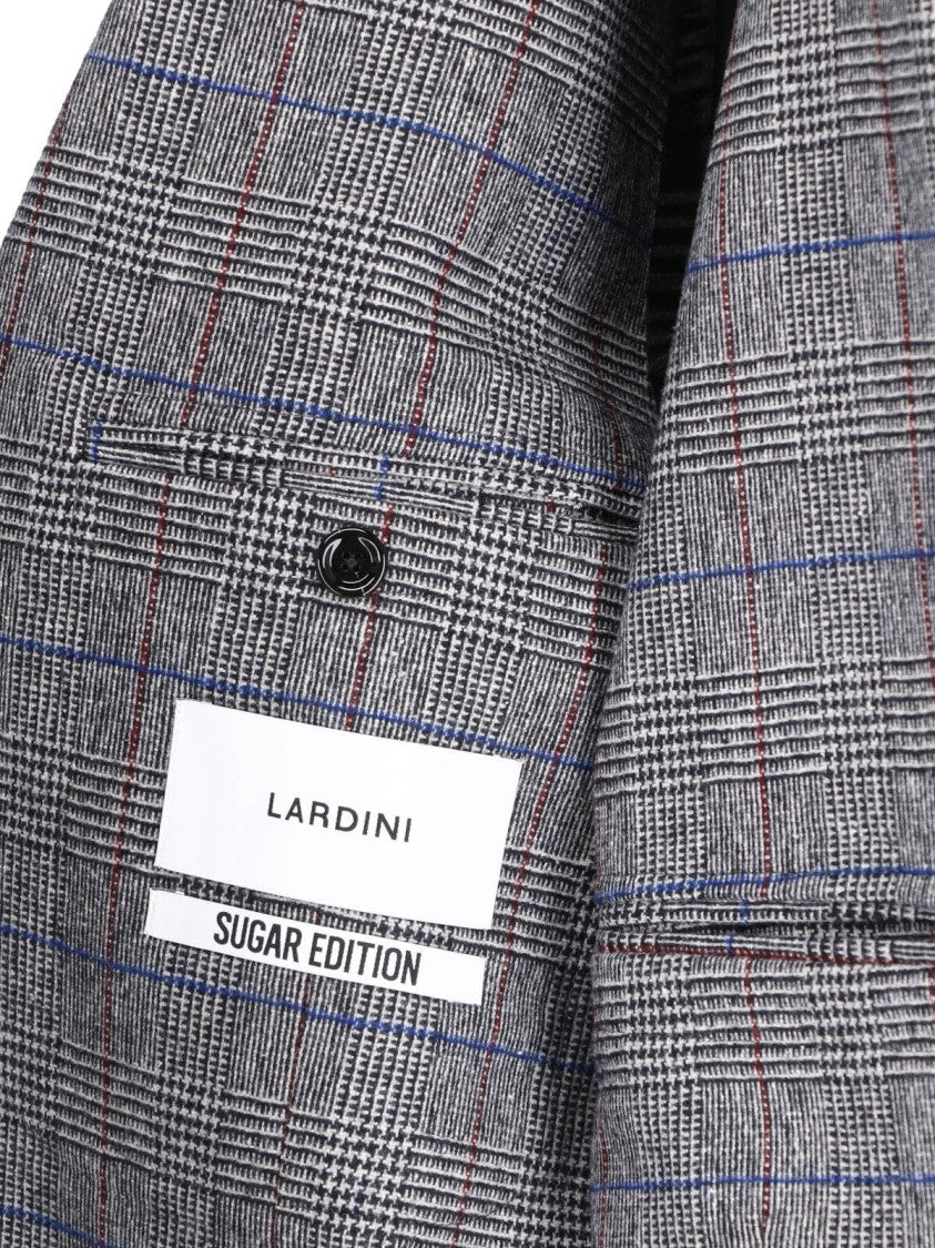 Lardini Grey Virgin Wool-Blend Pattern Blazer