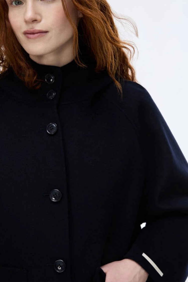 I Blues Navy Hooded Cape-Style Jacket