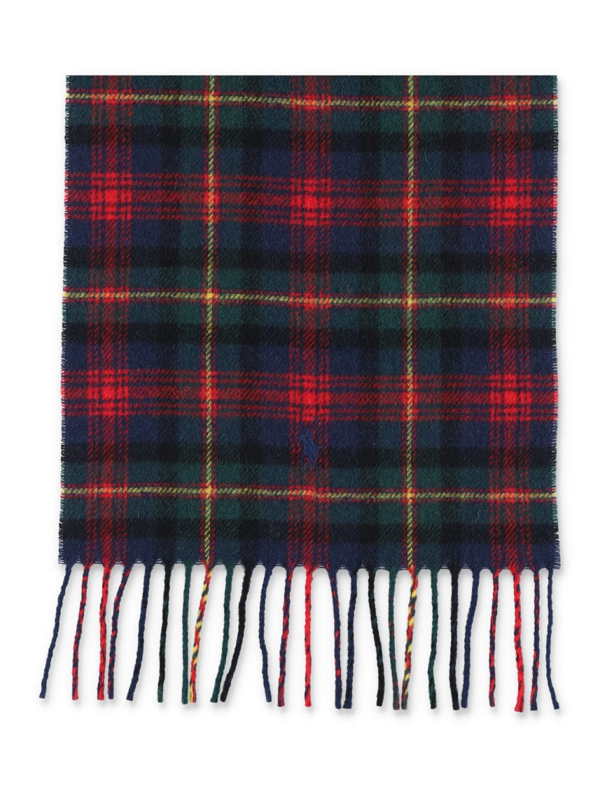 Polo Ralph Lauren Checkered Tartan Scarf With Fringed Edges