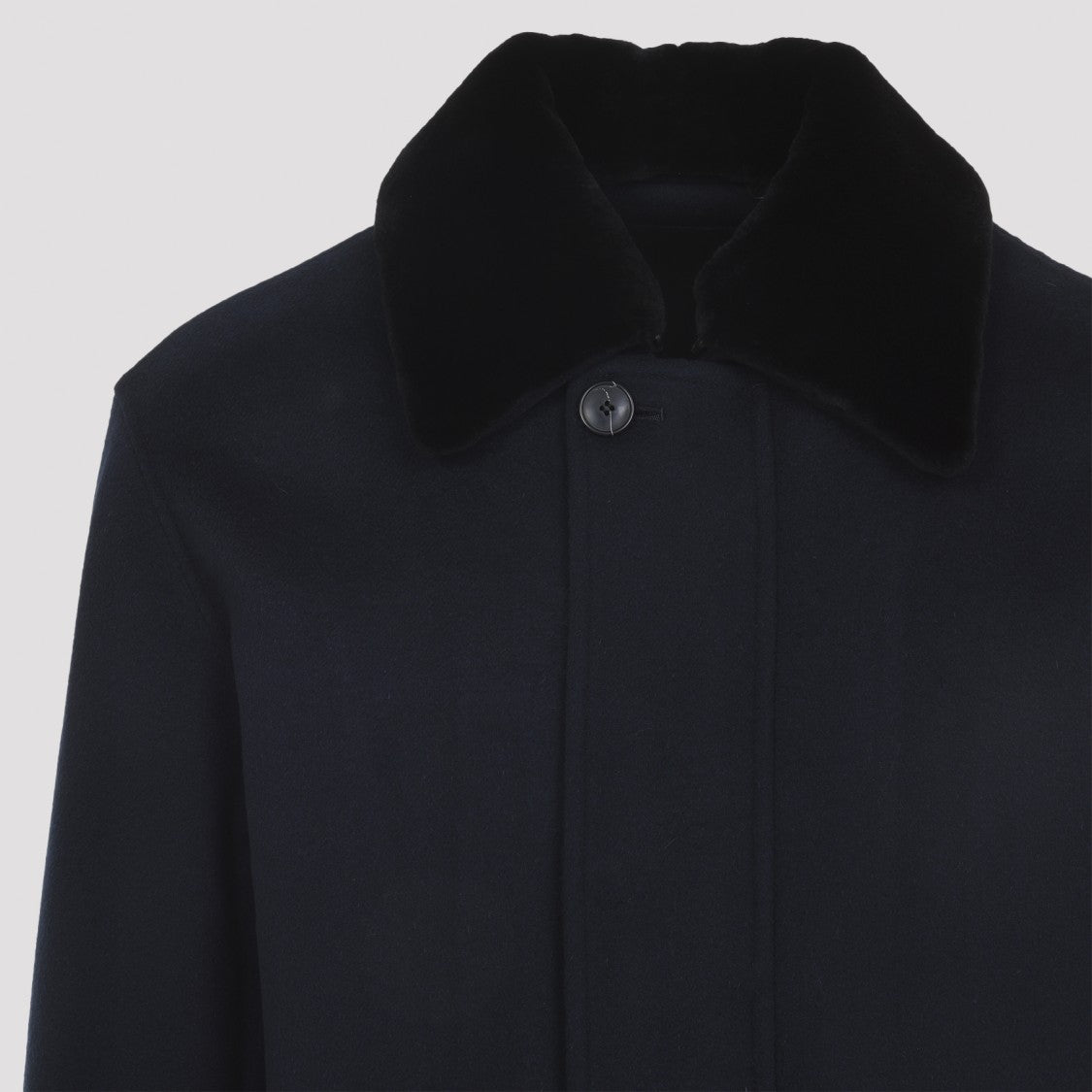 Yves Salomon Navy Blue Mink Down Jacket With Detachable Collar