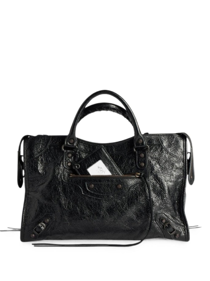 Balenciaga Black Crinkled Glossy Handbag