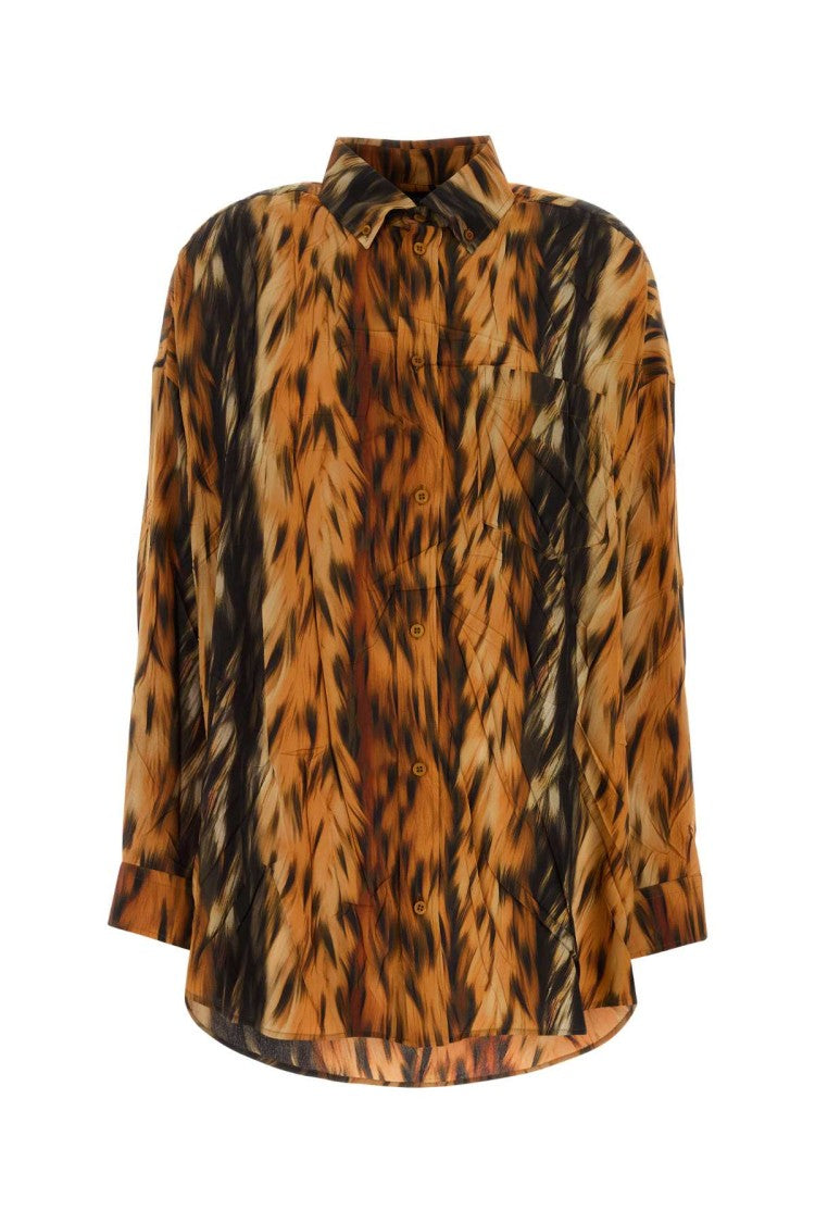 Balenciaga Printed Silk Oversize Shirt