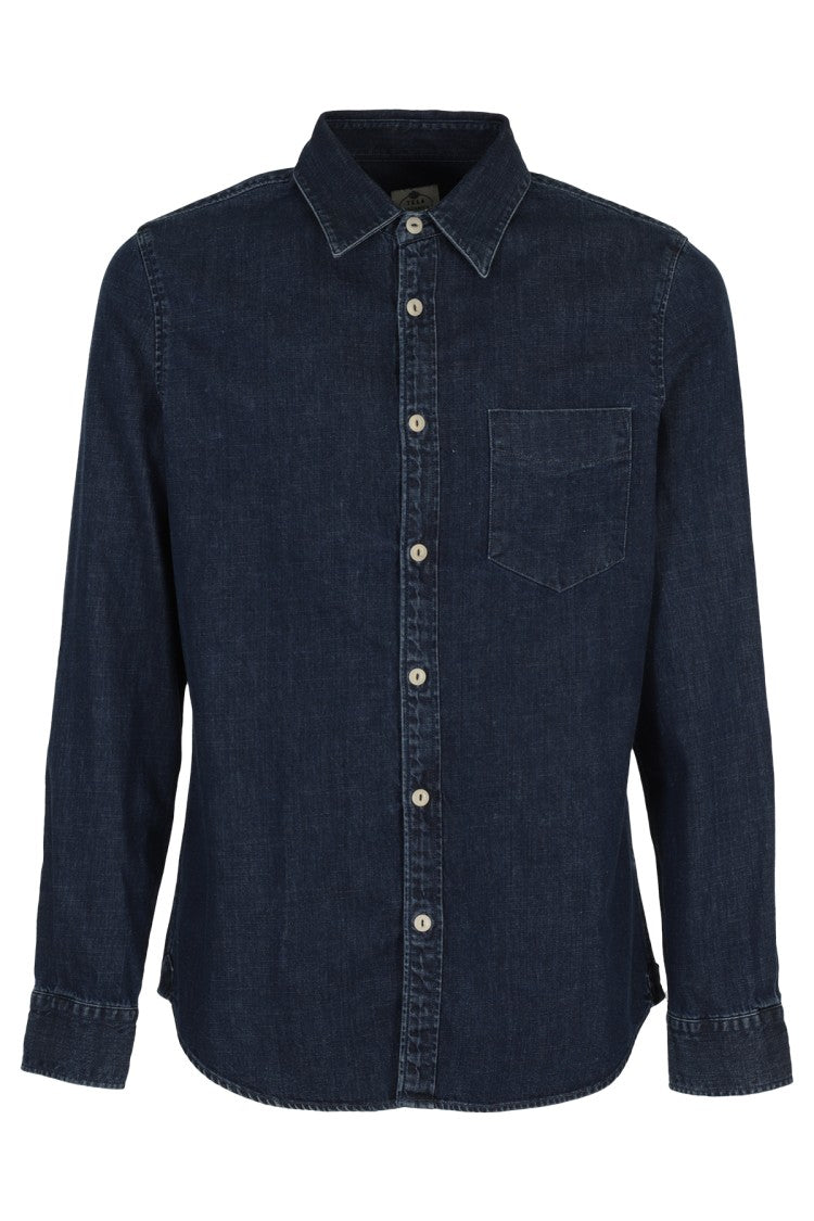 Tela Genova Medium Blue Cotton Denim Marco Shirt