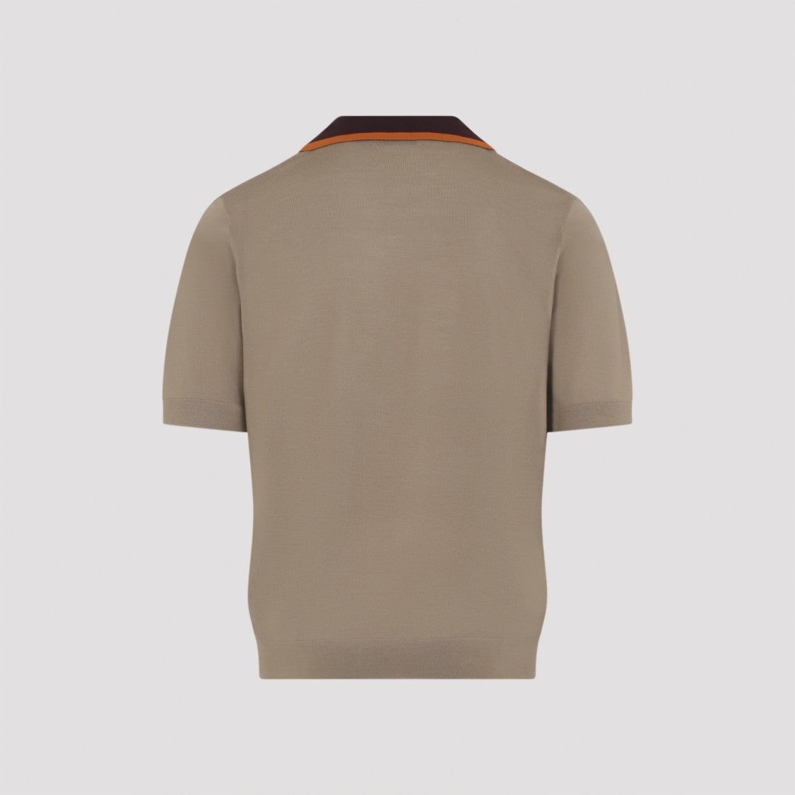 Dries Van Noten Short-Sleeve Knit Top With Contrasting Collar And Subtle Stripes