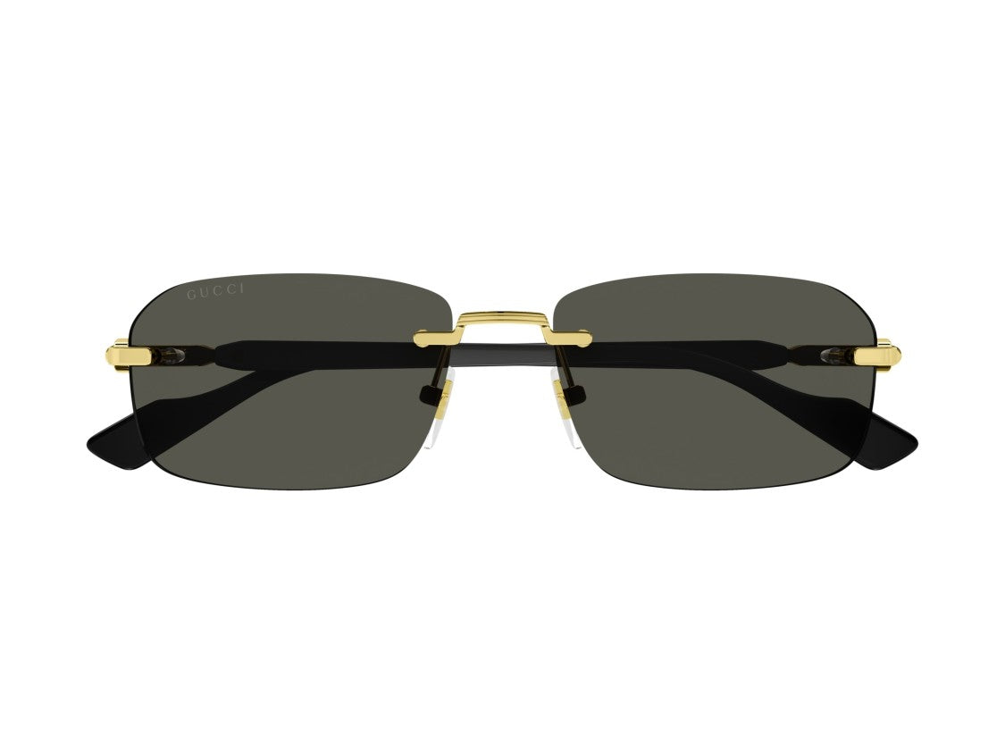 Gucci Gold Rimless Black Sunglasses