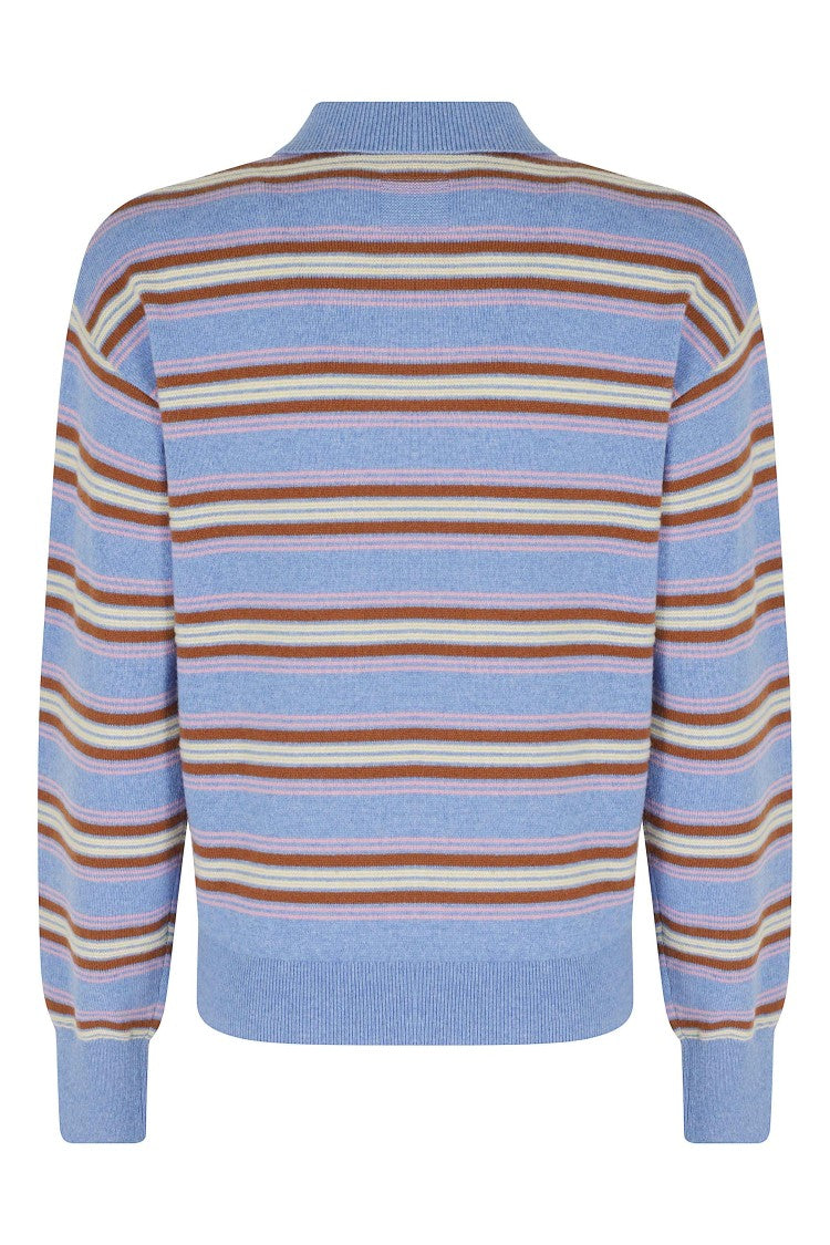 Guest In Residence Collegiate Stripe Cashmere Polo Shirt