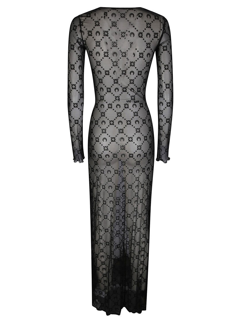 Marine Serre Moonogram Mesh Flock Dress