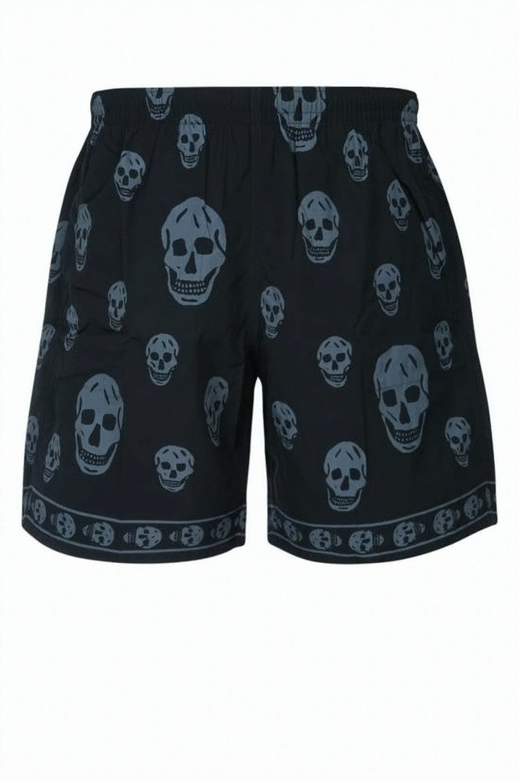 Alexander Mcqueen Skull Motif Black Polyamide Shorts