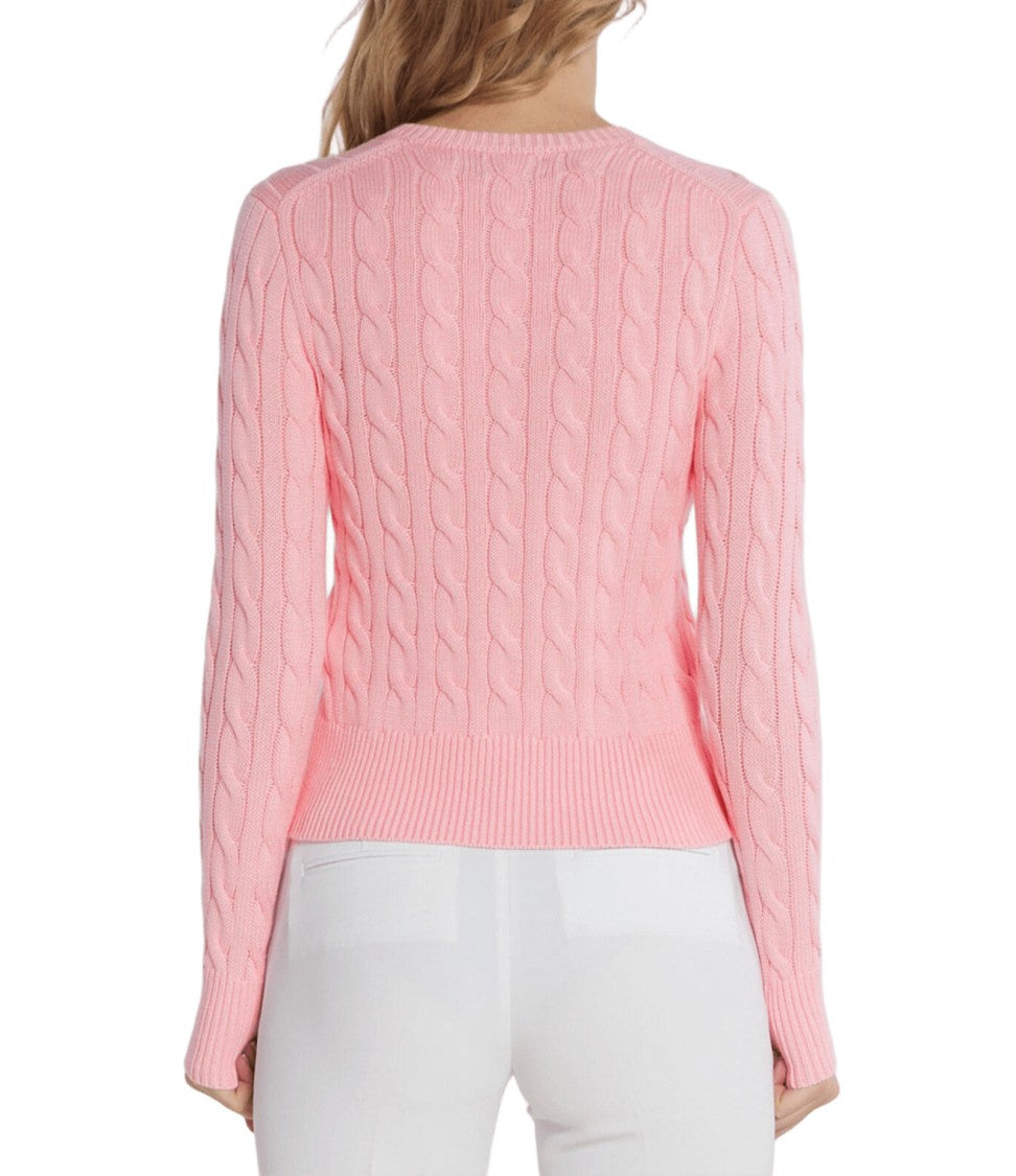 Polo Ralph Lauren Fitted Cable Knit Cardigan With Embroidered Logo