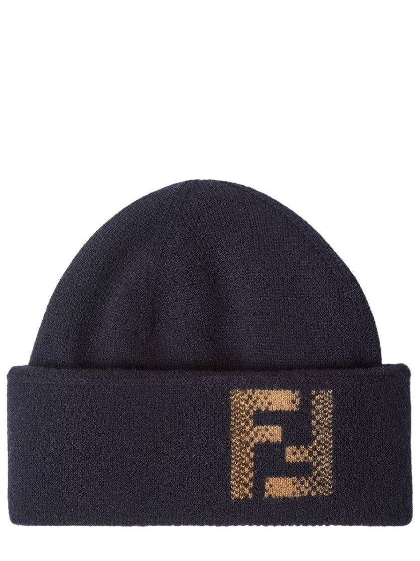 Fendi Logo Pattern Knitted Wool-Blend Hat