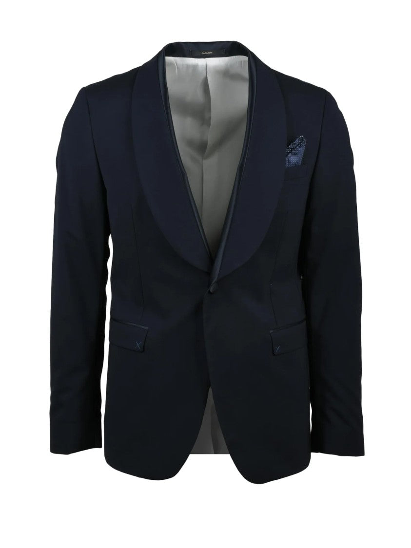 Paoloni Tailored Virgin Wool Stretch Blazer With Rounded Lapel