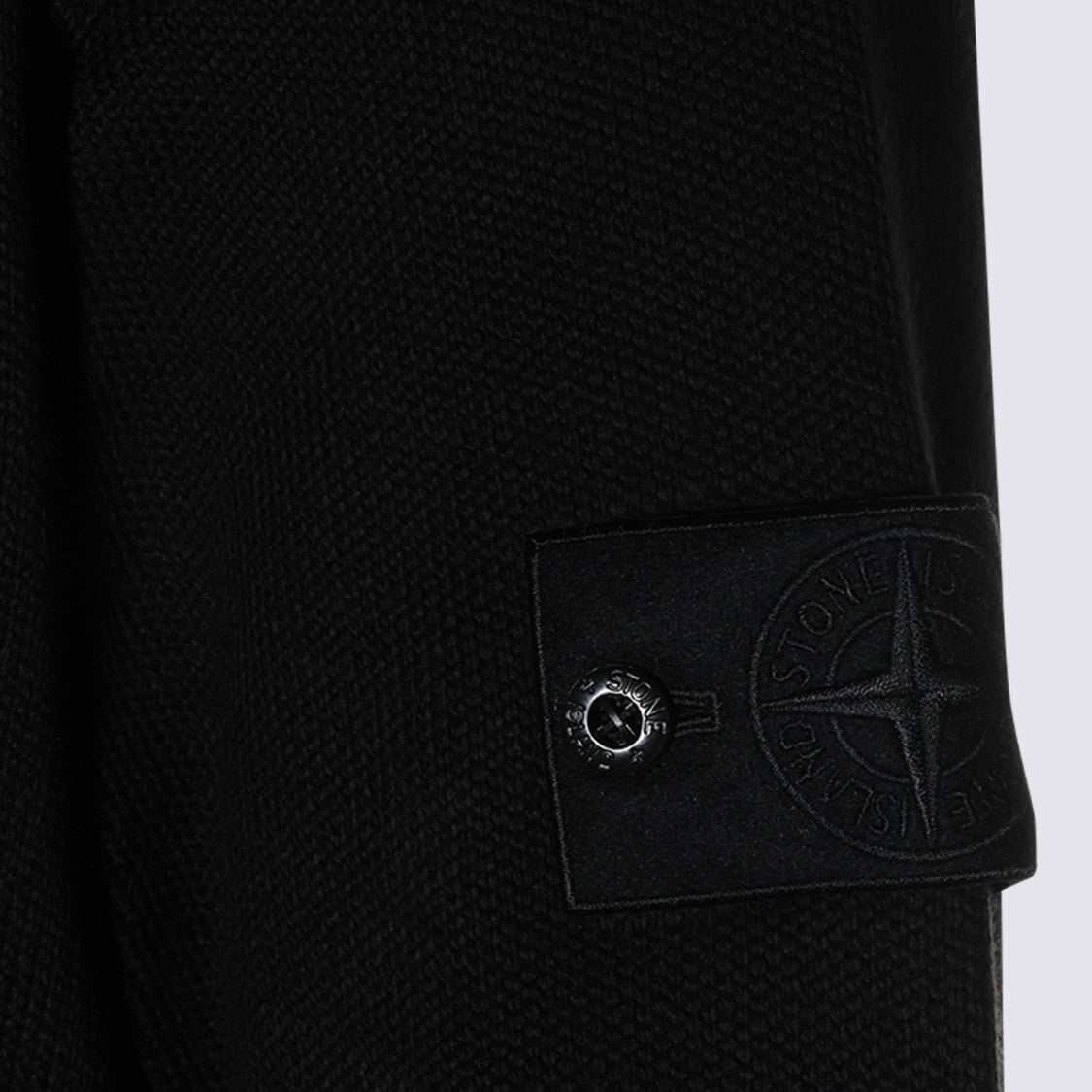 Stone Island Black Crewneck Textured Knit Sweater
