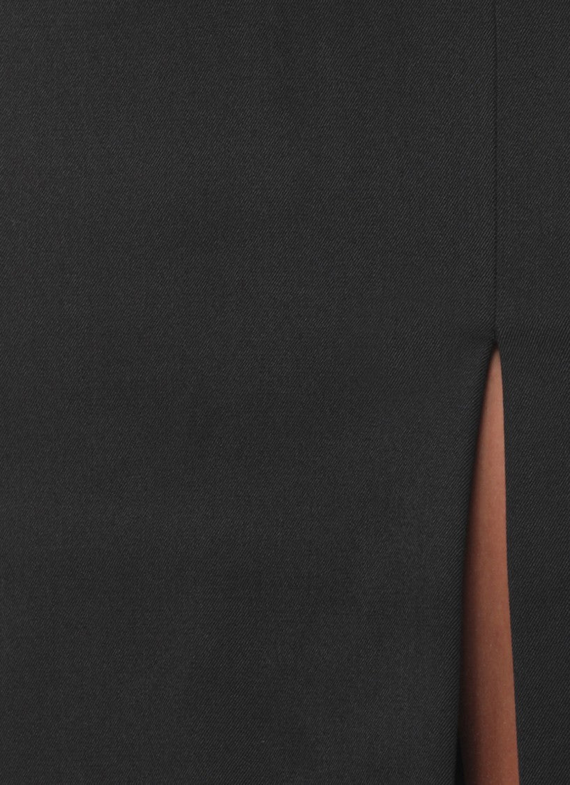 The Andamane Black Knee-Length Wool-Blend Skirt