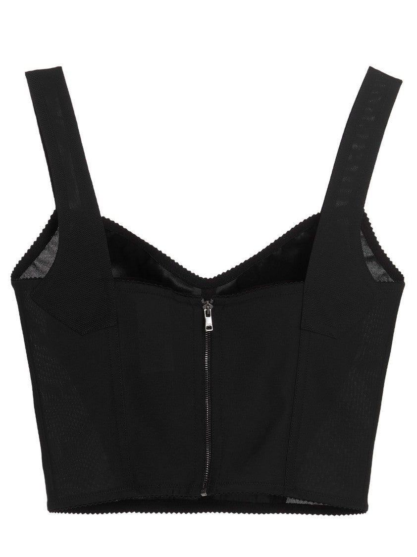 Dolce & Gabbana Heart-Shaped Neckline Jacquard And Lace Bustier