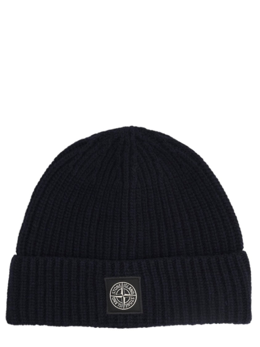 Stone Island Ribbed Knit Virgin Wool Beanie