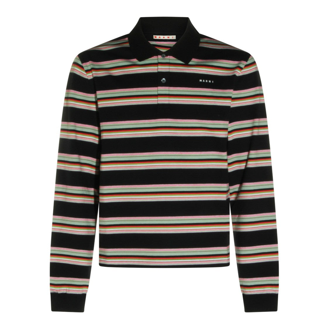 Marni Multicolor Cotton Striped Motif Polo Shirt