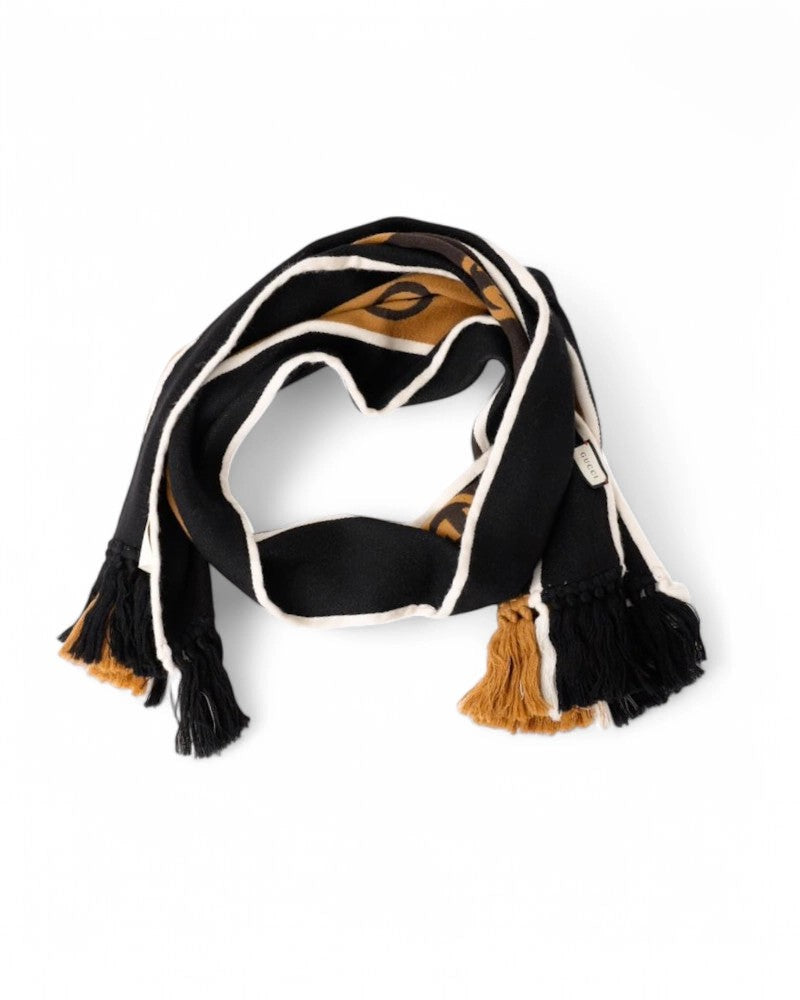 Gucci Gg Interlocking Wool Scarf - Black