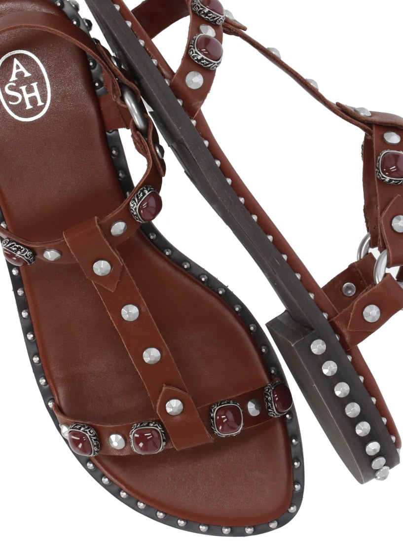 Ash Bordeaux Podium Studded Leather Sandals