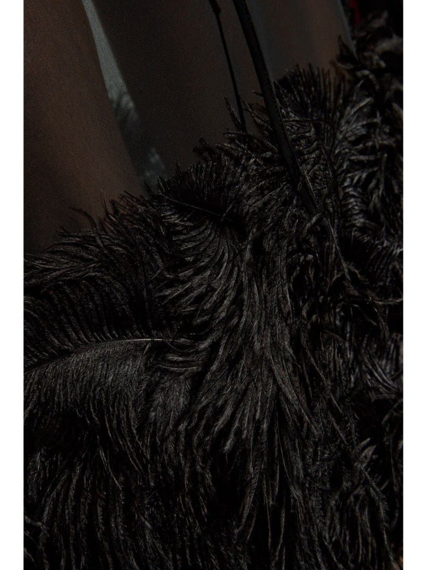 The Attico Midi Skirt With Tone-On-Tone Feather Hem