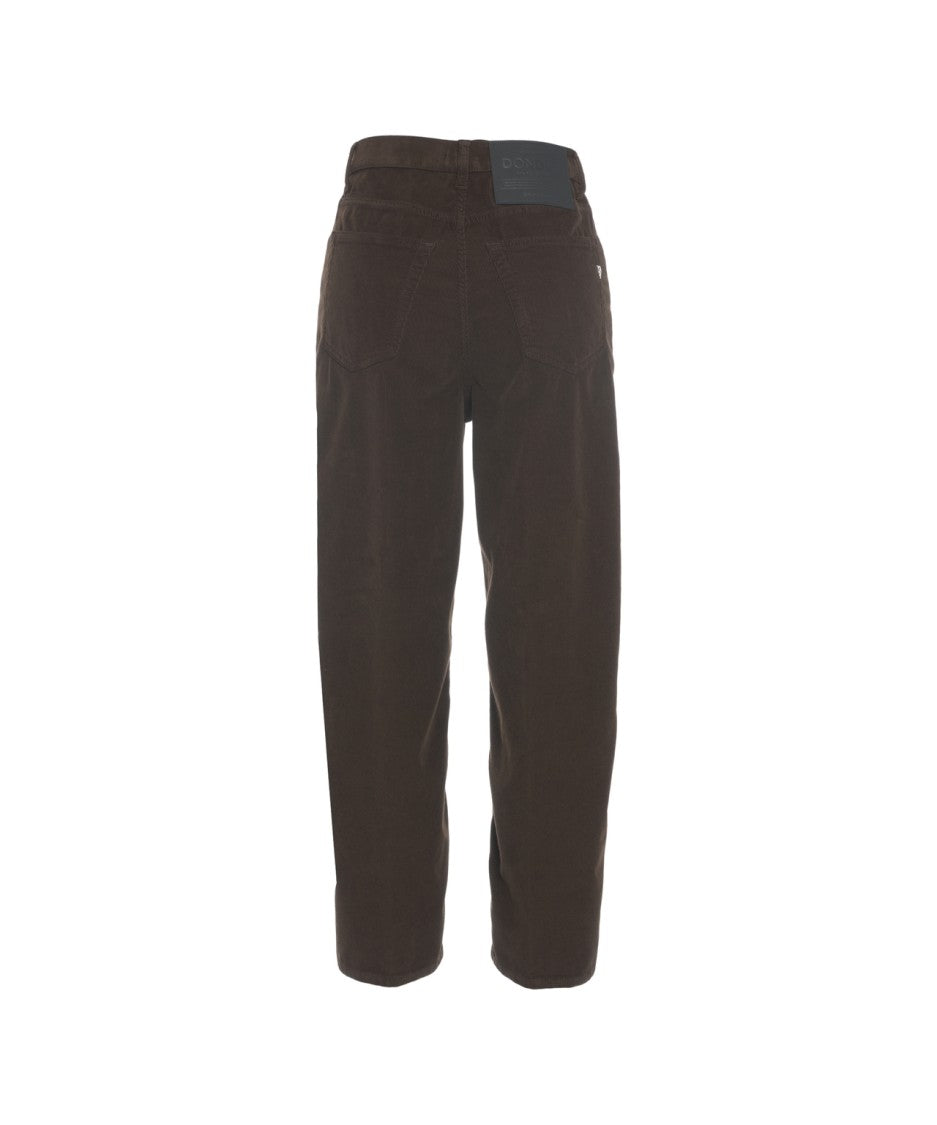 Dondup High-Waisted Relaxed Fit Trousers With Prominent Button Closure