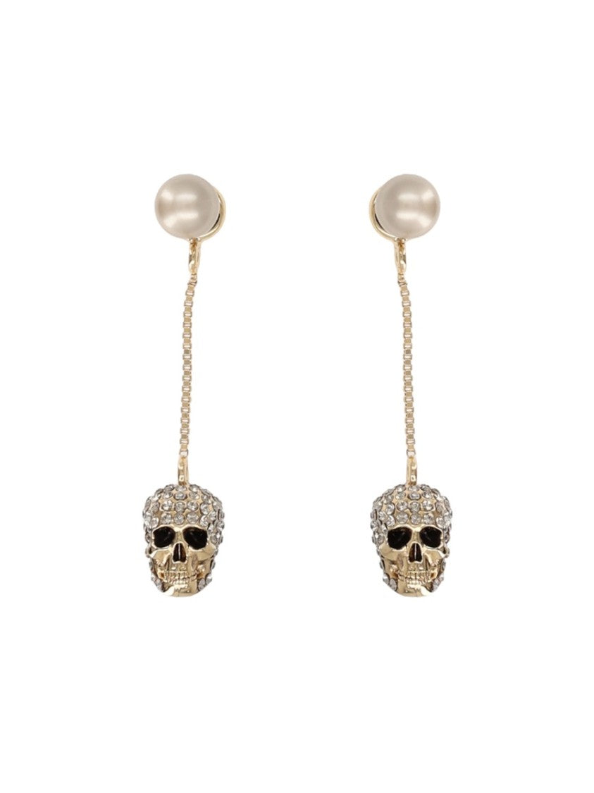 Alexander Mcqueen Skull Drop Brass Earrings