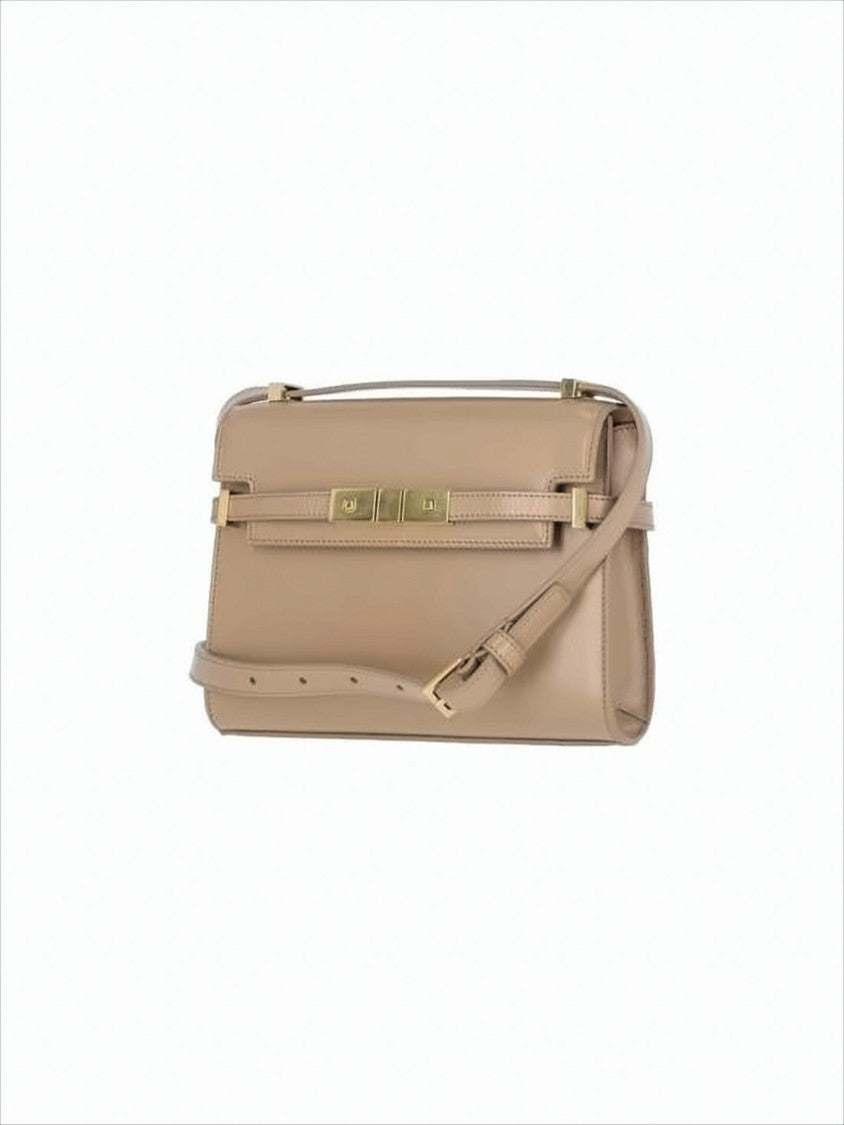 Saint Laurent Rectangular Calf Leather Crossbody Bag With Brass Accents