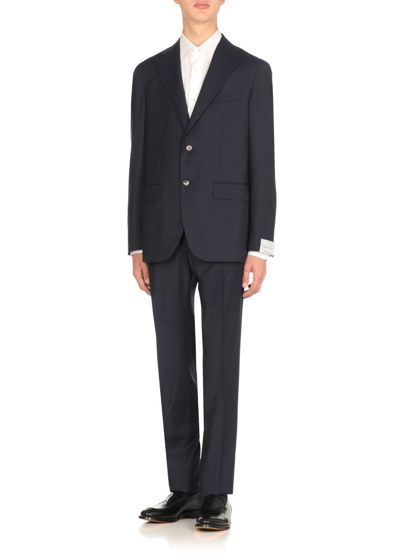 Caruso Blue Peak Lapel Wool Suit